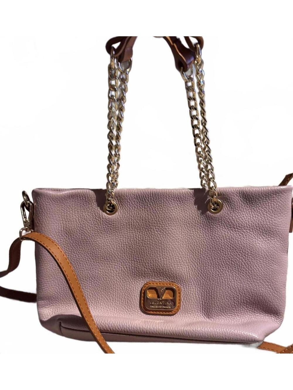 VALENTINA TRADIZIONE ITALIANA Pink Blush and Tan Leather Bag